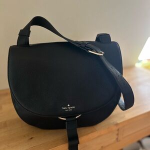 Kate Spade Clarke Street Kamille Black Leather Crossbody Saddle Bag